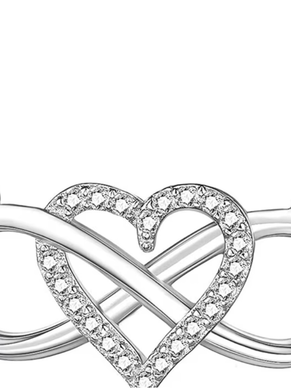 Silver Heart & Infinity Pendant Necklace with Crystal Accents